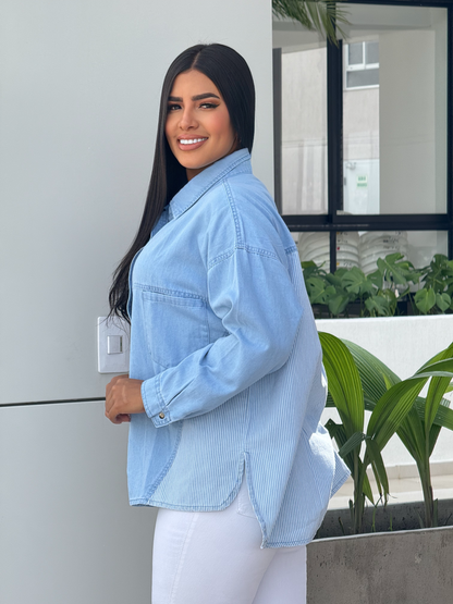 CAMISA DENVER. TONO AZUL