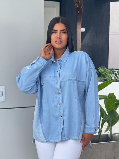 CAMISA DENVER. TONO AZUL